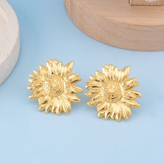 Aretes de flor en acero inoxidable