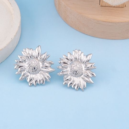 Aretes de flor en acero inoxidable