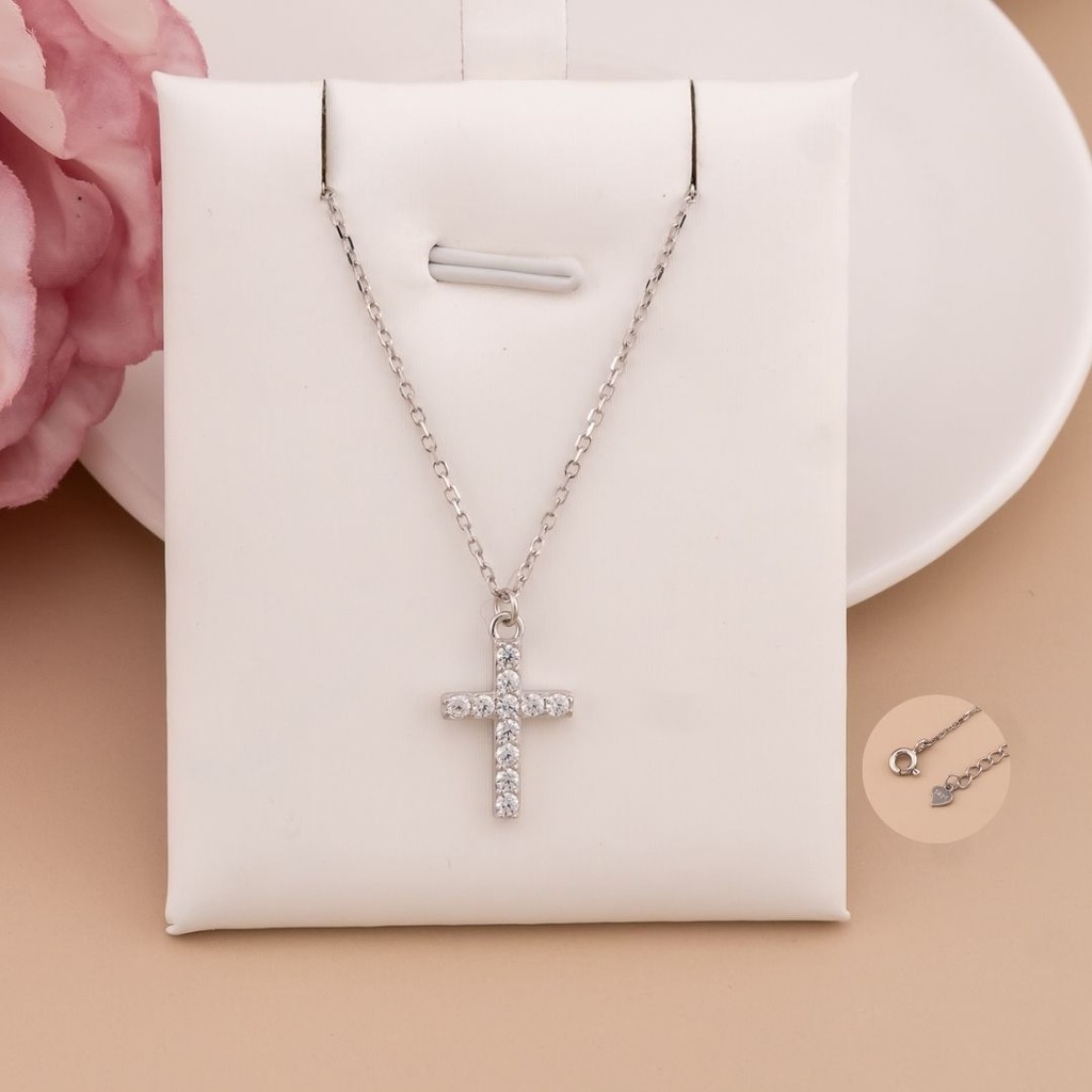 Cadena de cruz con zirconias plata 925 plat