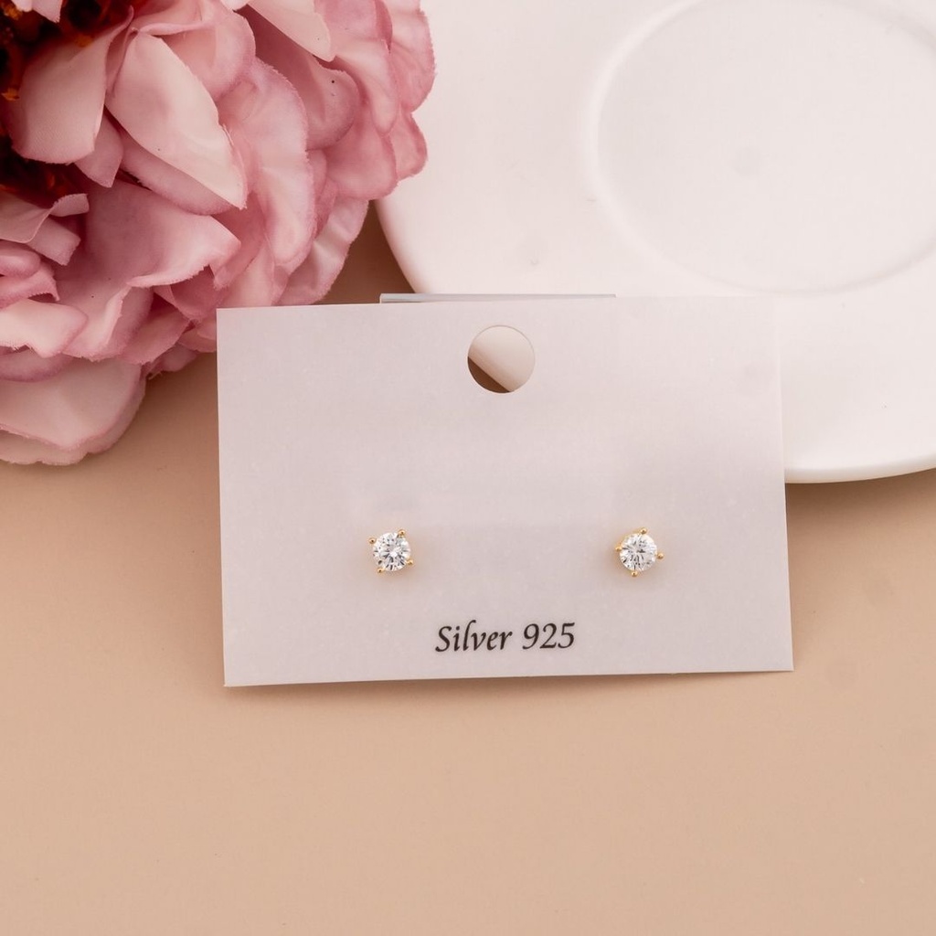 Aretes stud de zirconias plata 925