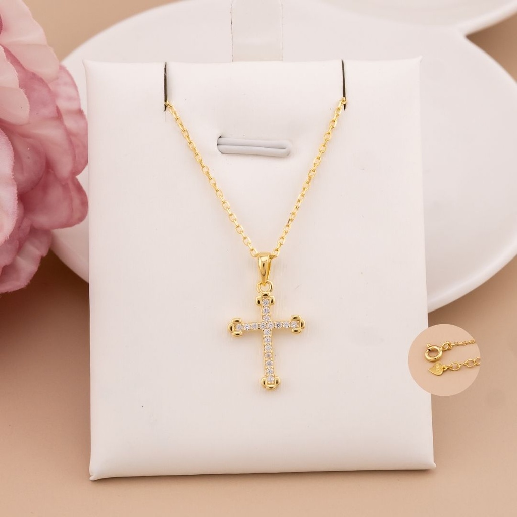 Cadena de cruz con zirconias plata 925