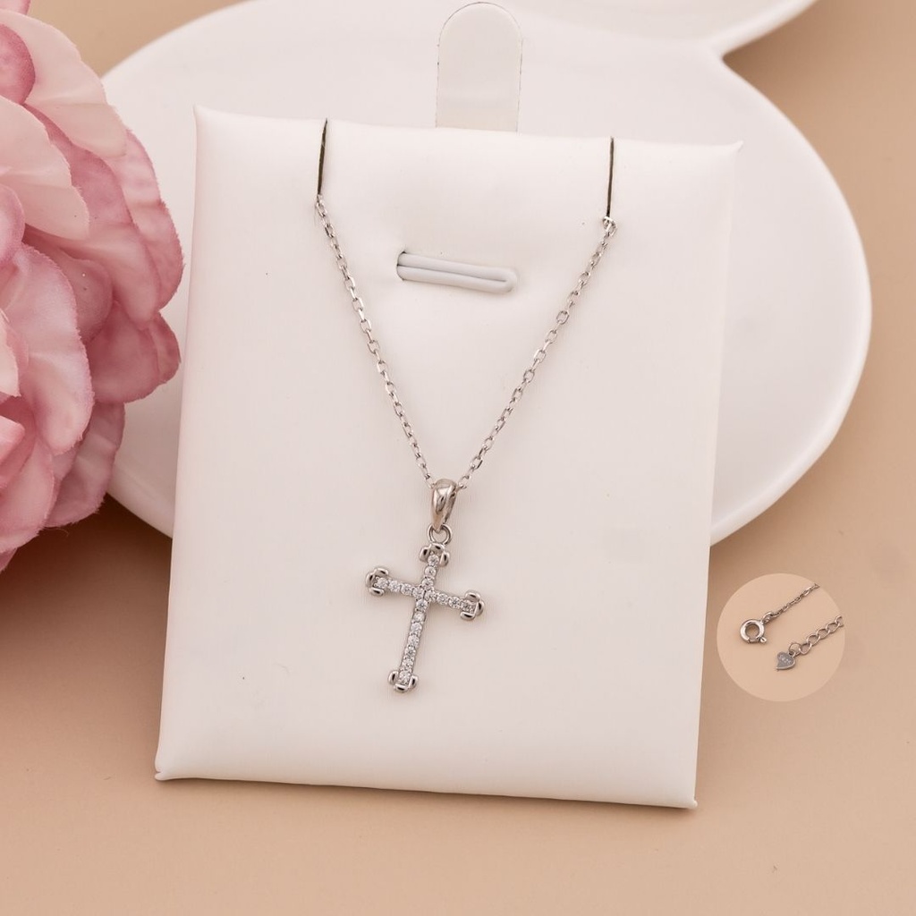 Cadena de cruz con zirconias plata 925 plat