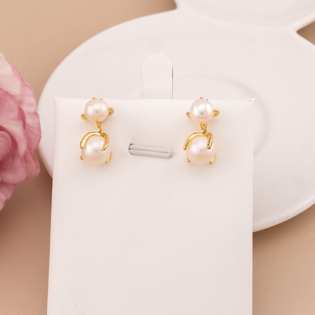 Aretes colgantes de perlitas de rio plata 925