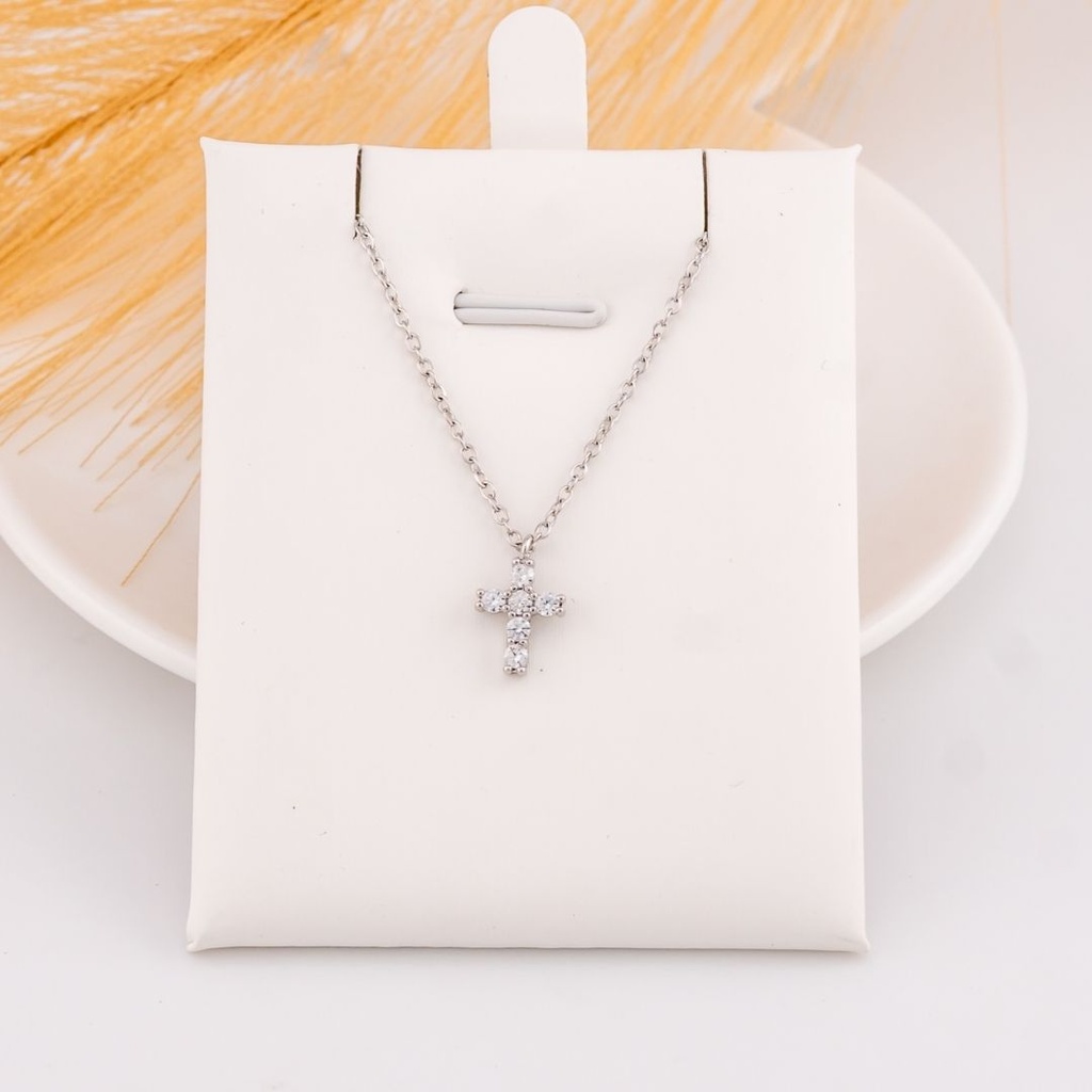 Cadena de cruz baño 18k plat