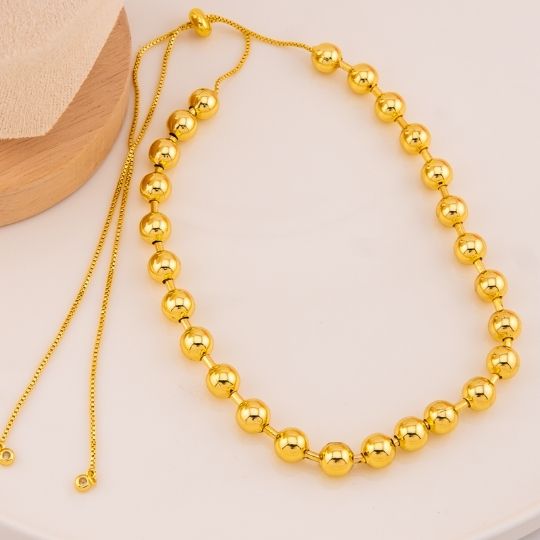 Collar chunky solido 8mm baño 18k