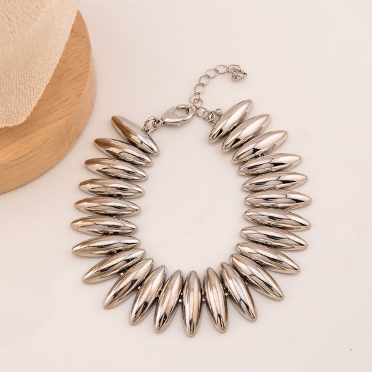 Pulsera chunky solida baño 18k plat