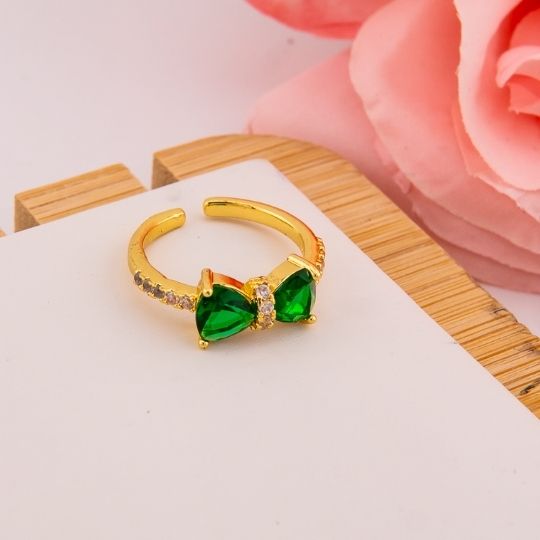 Anillo ajustable de chongo con zirconias baño 18k