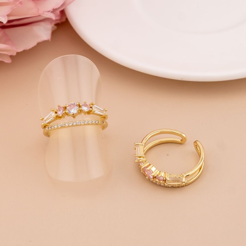 Anillo ajustable con zirconias baño 18k
