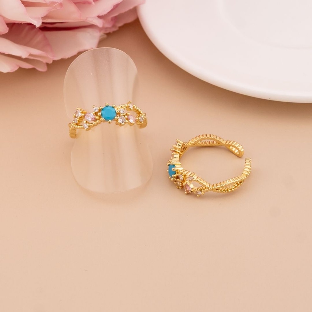 Anillo ajustable con zirconias baño 18k