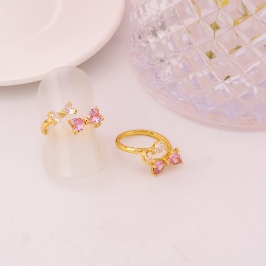 Anillo ajustable de chongos con zirconias baño 18k