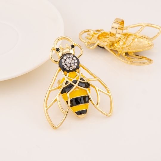 Anillo chunky de abeja baño 18k