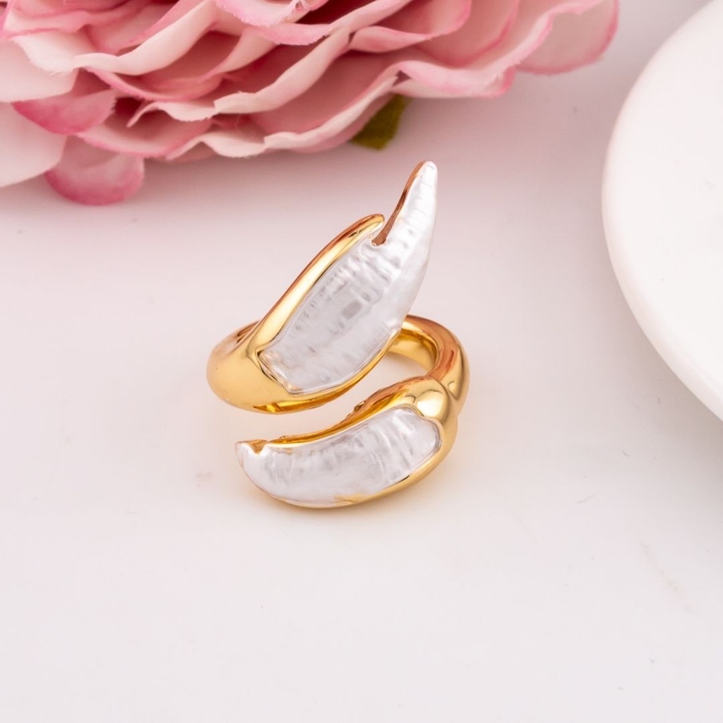Anillo ajustable esmaltado baño 18k