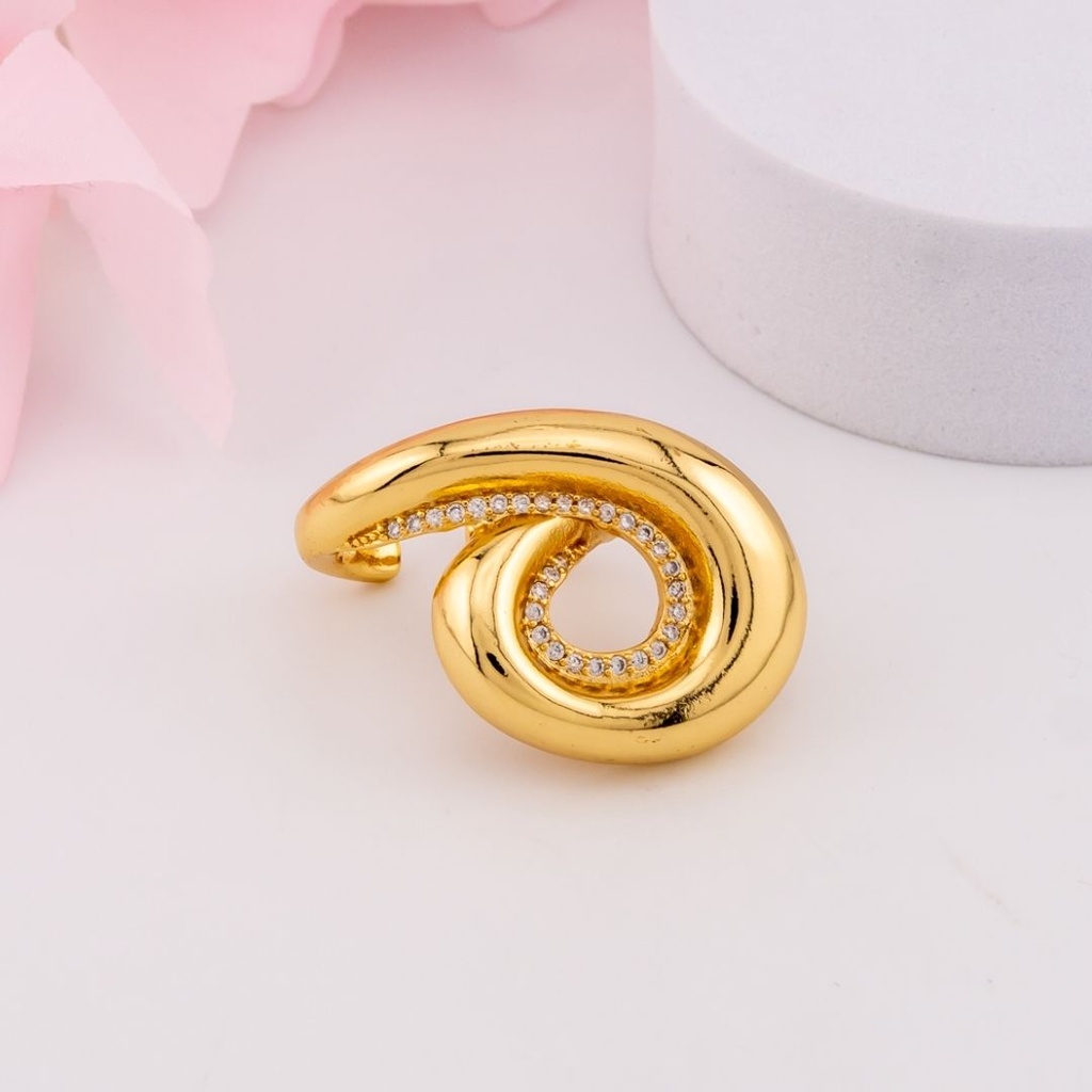 Anillo chunky con zirconias baño 18k