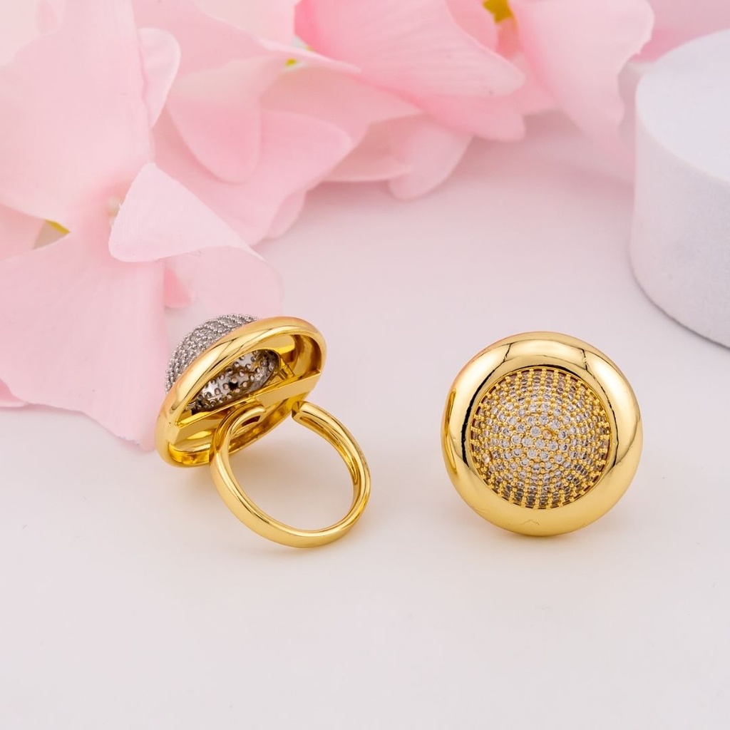 Anillo chunky con zirconias baño 18k