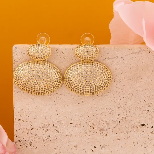 Aretes colgantes con zirconias baño 18k