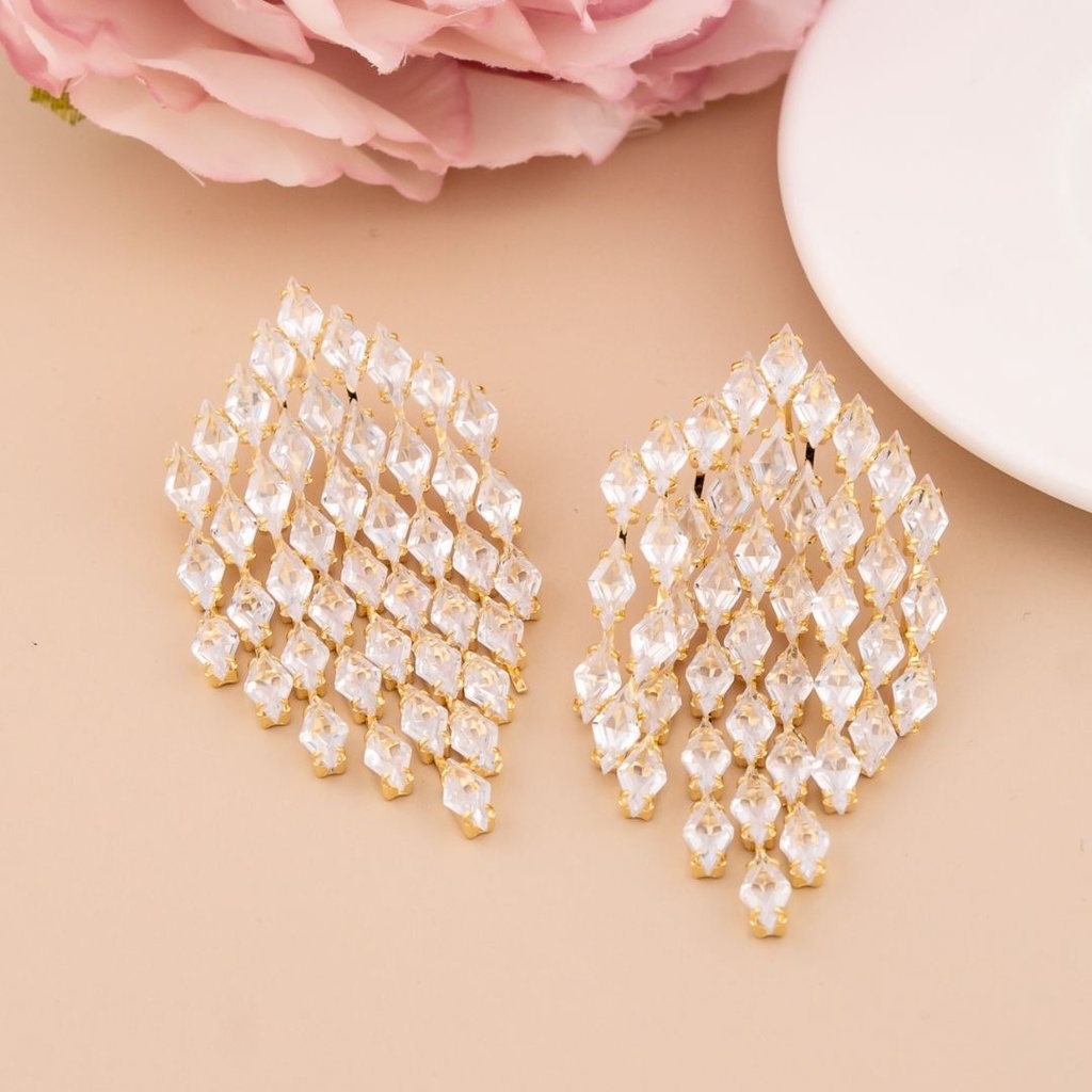 Aretes colgantes con zirconias baño 18k