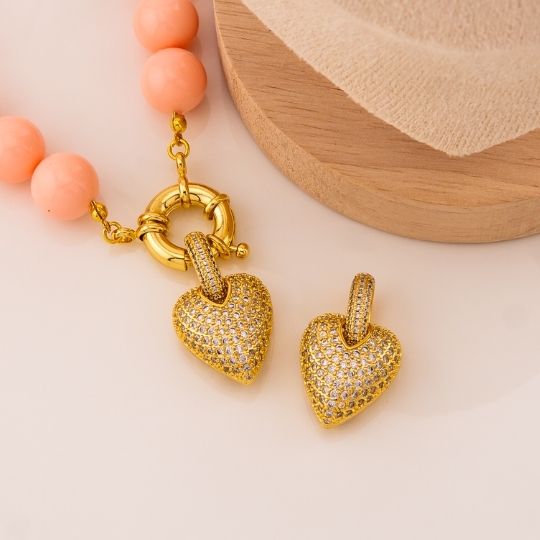 Dije de corazon chunky pequeño en micropave