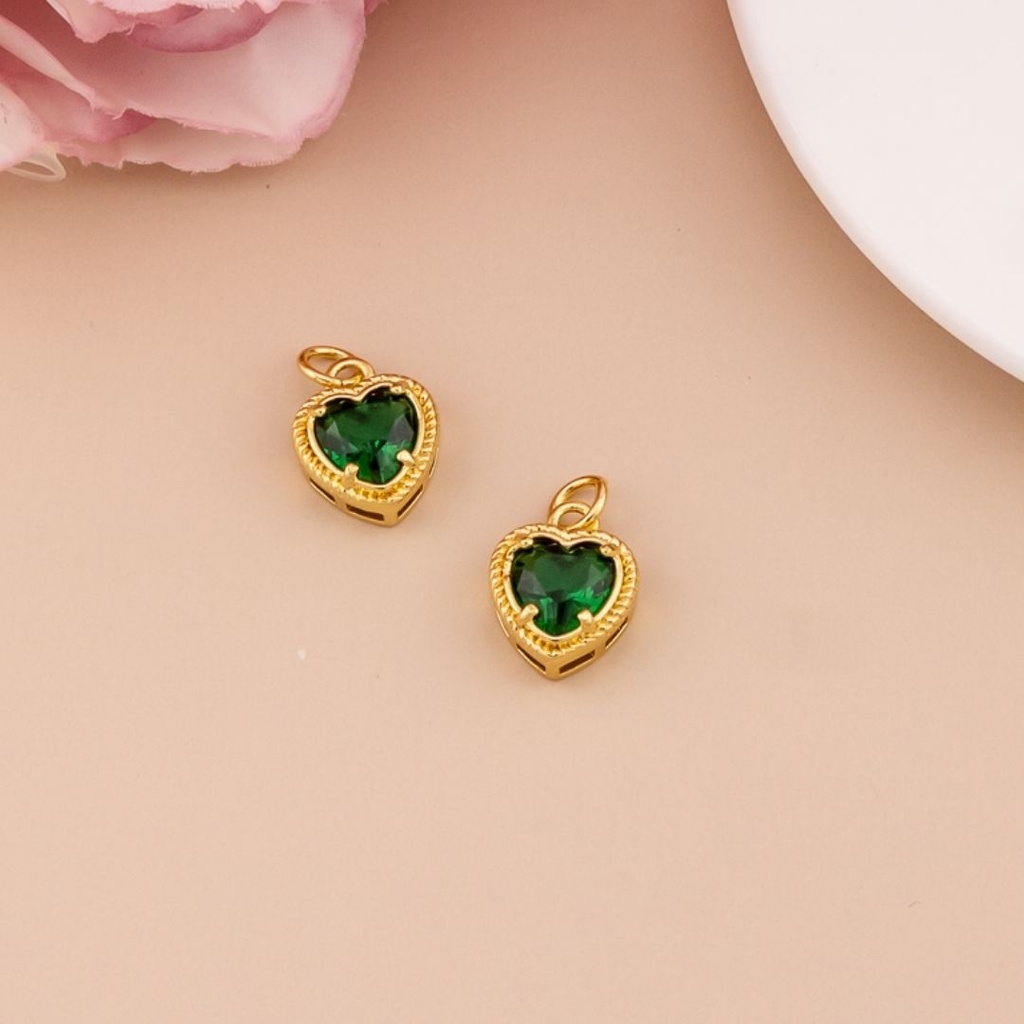 Dije de corazon baño 18k verde