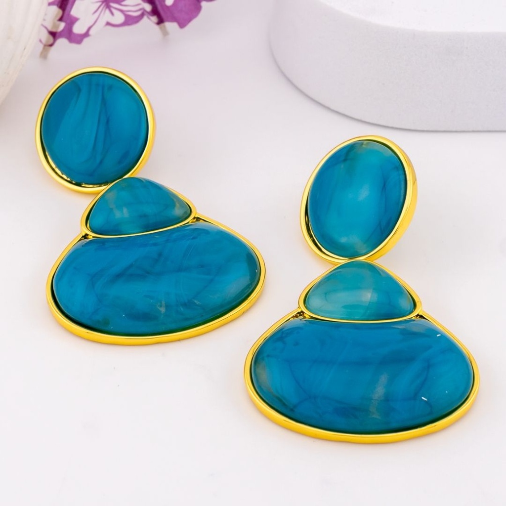 Aretes chunky colgantes baño 18k