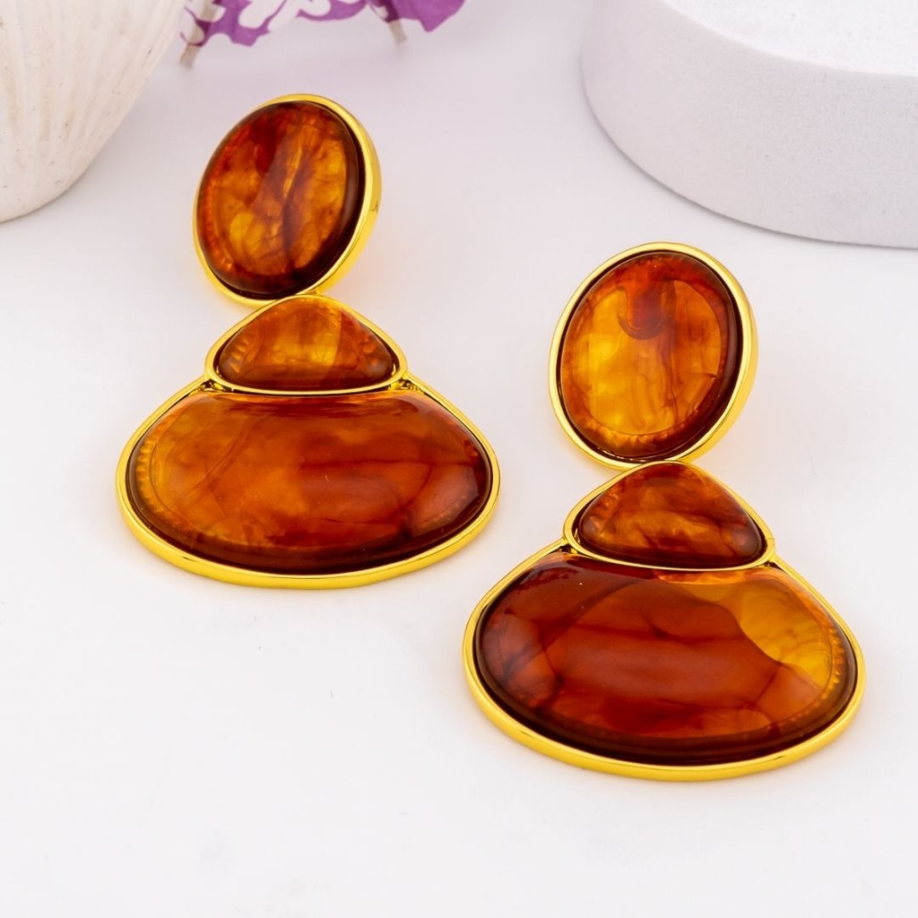 Aretes chunky colgantes baño 18k