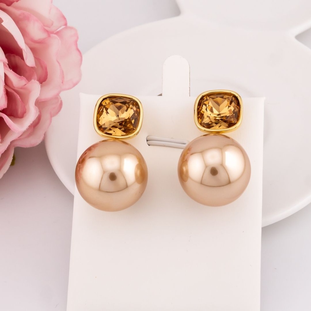 Aretes con perlas y zircon baño 18k
