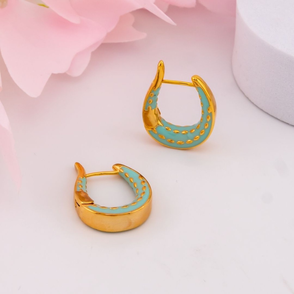 Argollas esmaltadas de marca baño 18k verdes