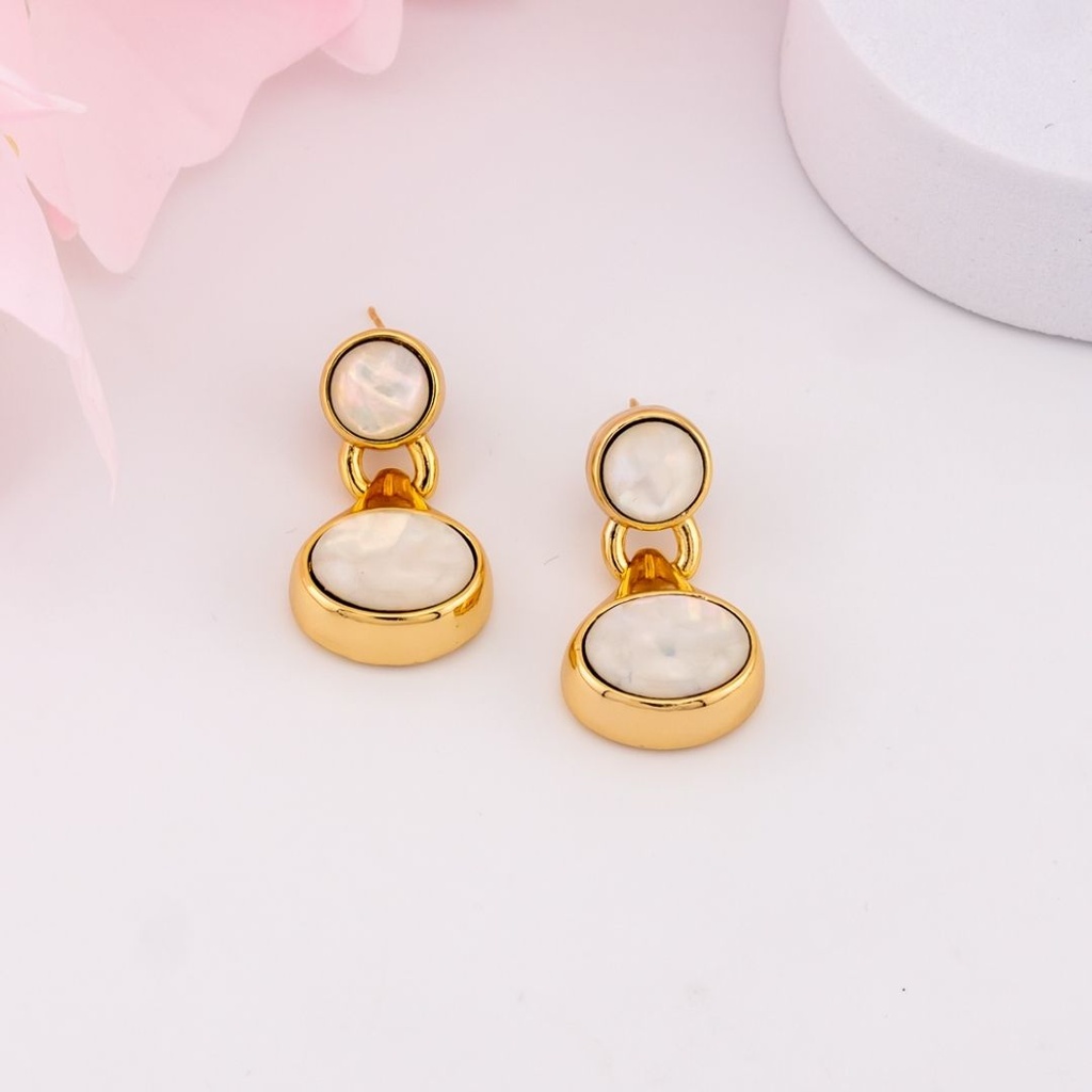 Aretes colgantes con Abalone baño 18k