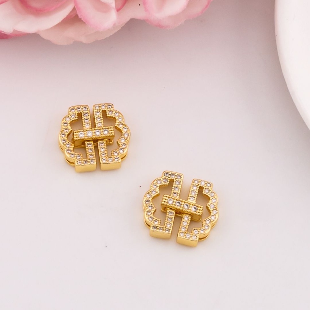 Broche fancy micropave baño 18k
