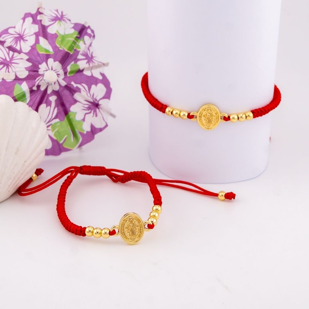 Pulsera ajustable San Benito baño 18k