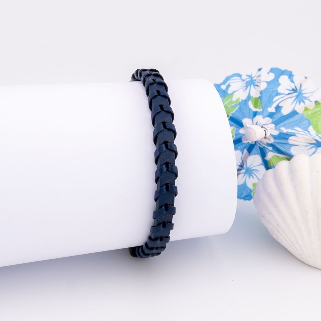 Pulsera para caballero de cuero azul