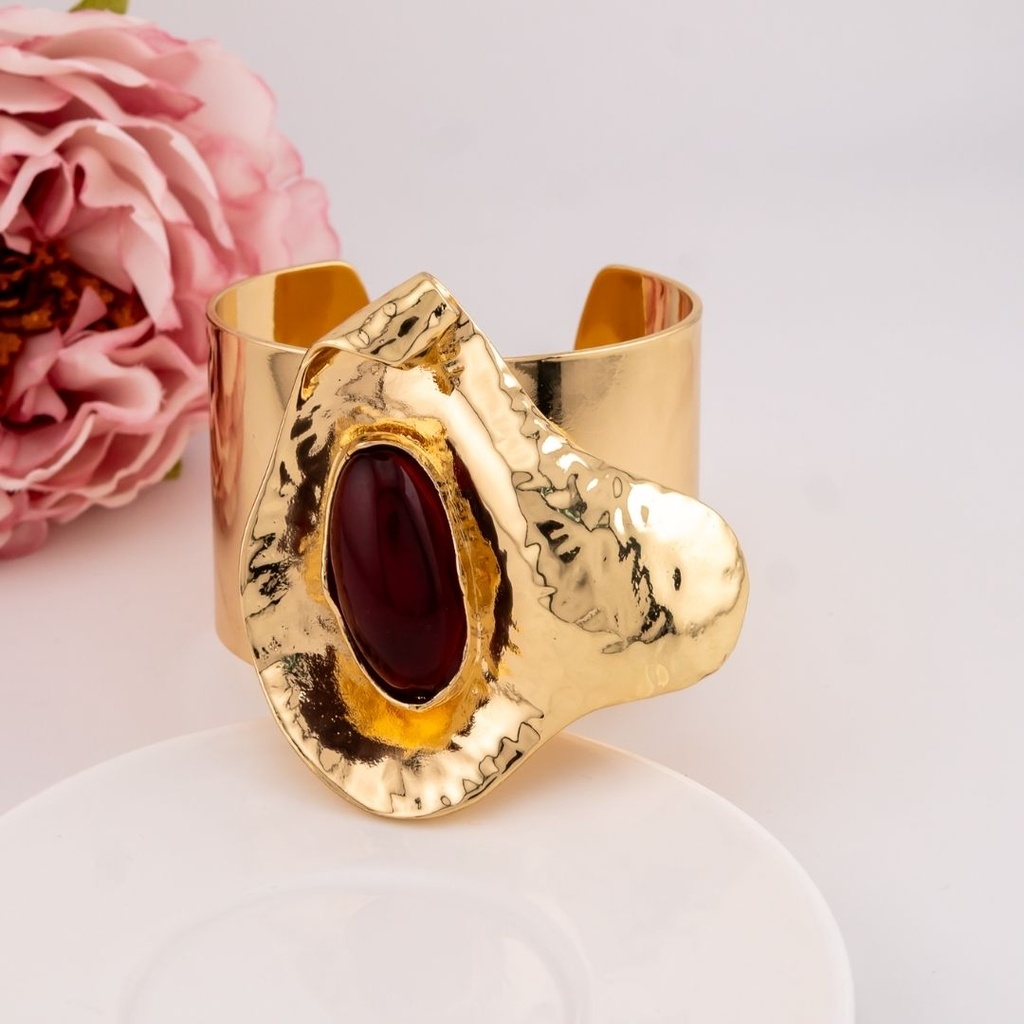 Brazalete chunky de flor cartucho baño 18k