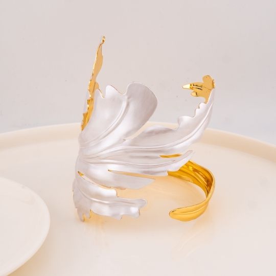 Brazalete para brazo chunky de hoja baño 18k