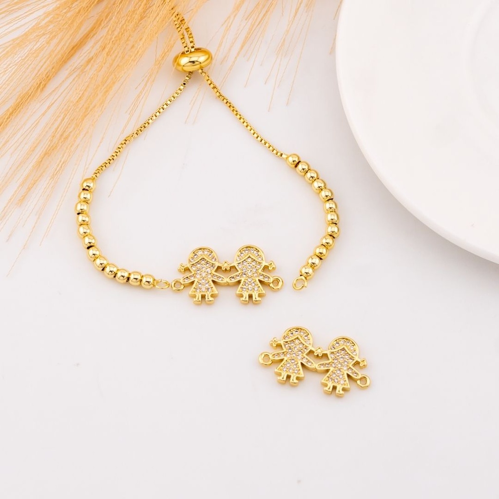 Enlace de niñas con zirconias baño 18k