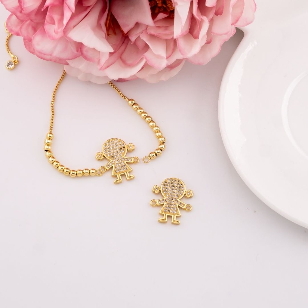 Enlace de niña con micropave baño 18k
