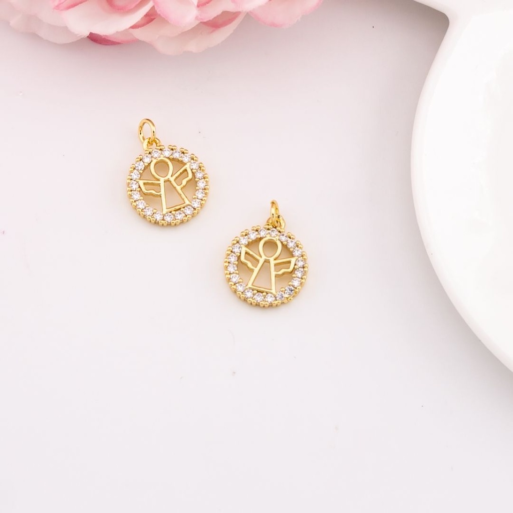 Dije de angel con zirconias baño 18k