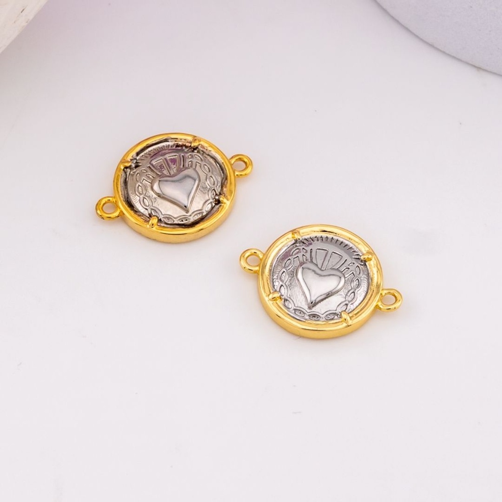 Enlace sagrado corazon doble tono baño 18k