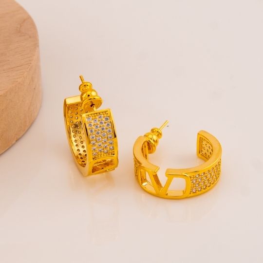 Argollas de marca con zirconias baño 18k