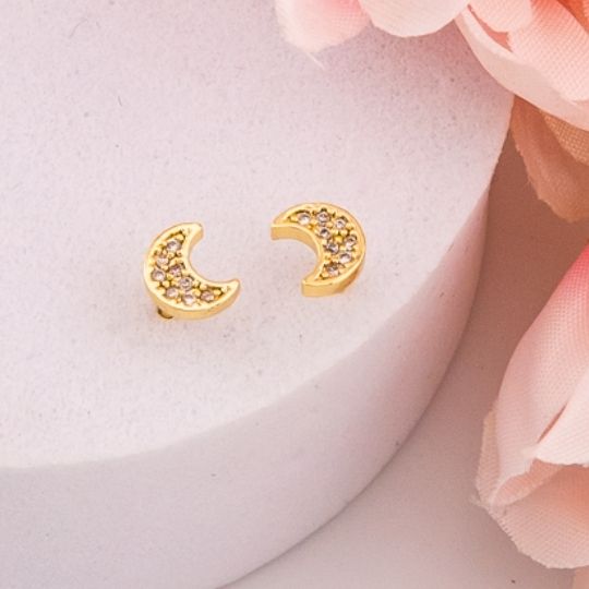 Piercing de luna con zirconias baño 18k