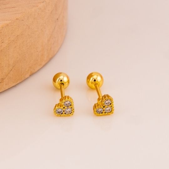 Piercing de corazon con zirconias baño 18k