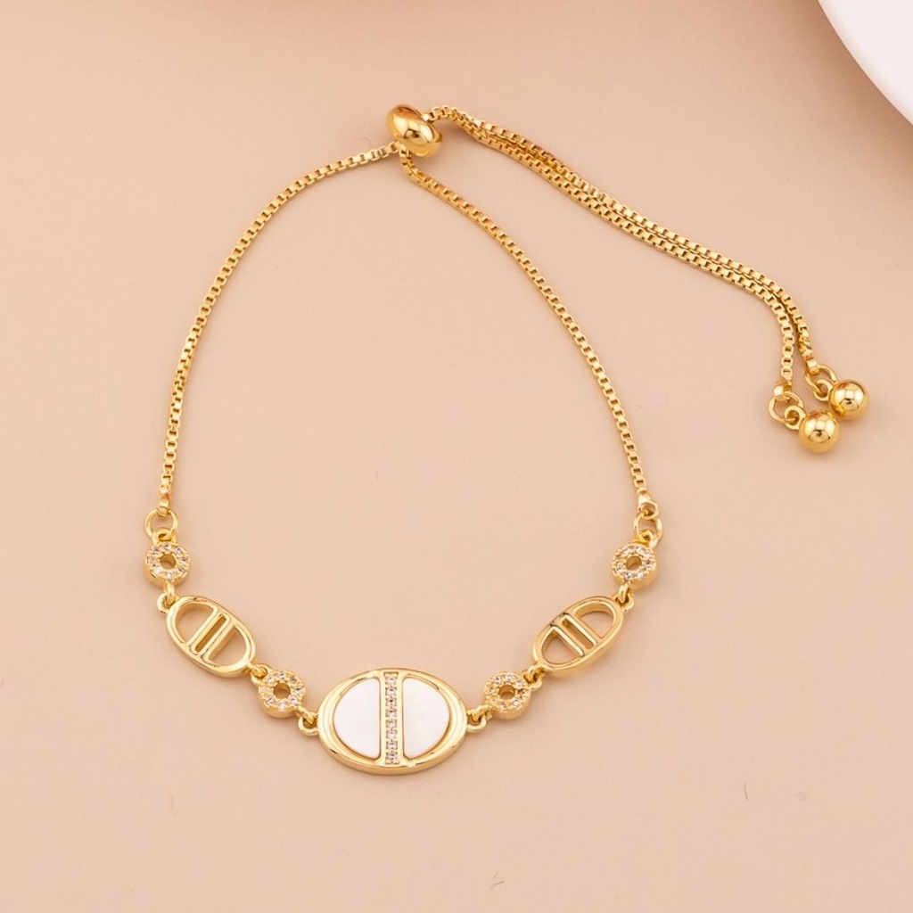 Pulsera ajustable con zirconias baño 18k