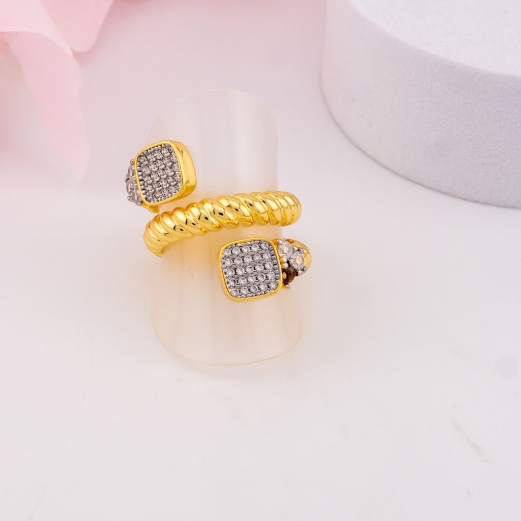 Anillo ajustable con zirconias baño 18k