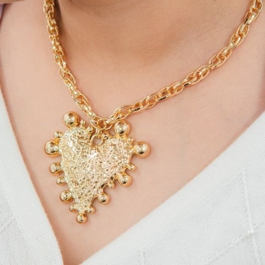 Collar chunky de corazon baño 18k