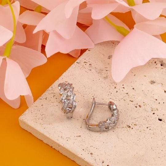 Argollas con zirconias baño 18k plat