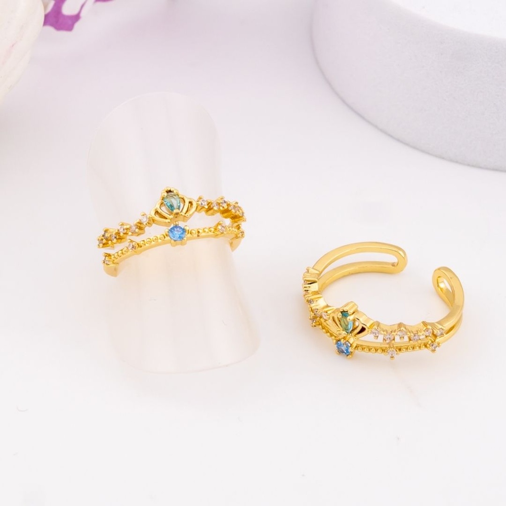 Anillo doble ajustable con zirconias baño 18k