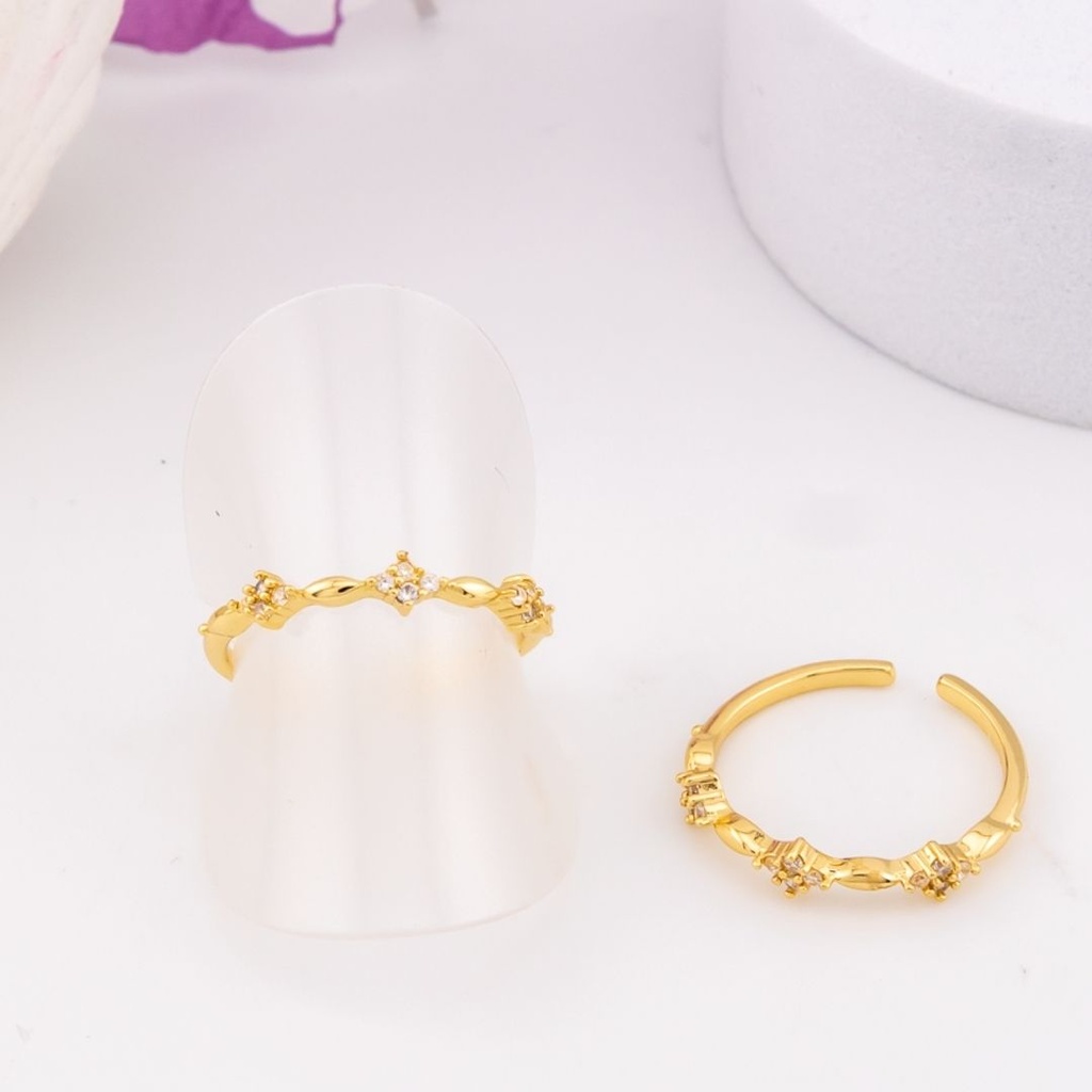 Anillo ajustable con zirconias baño 18k