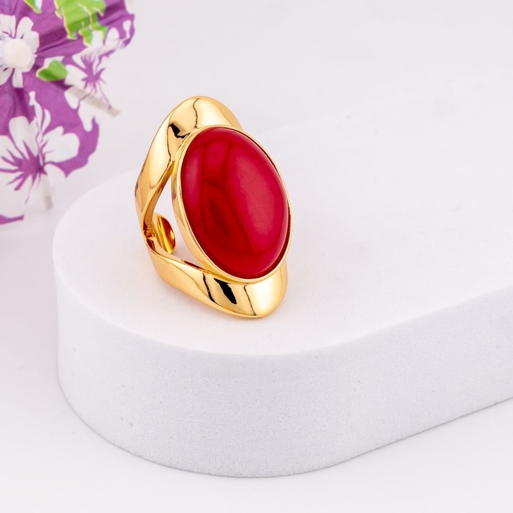 Anillo ajustable chunky baño 18k rojo