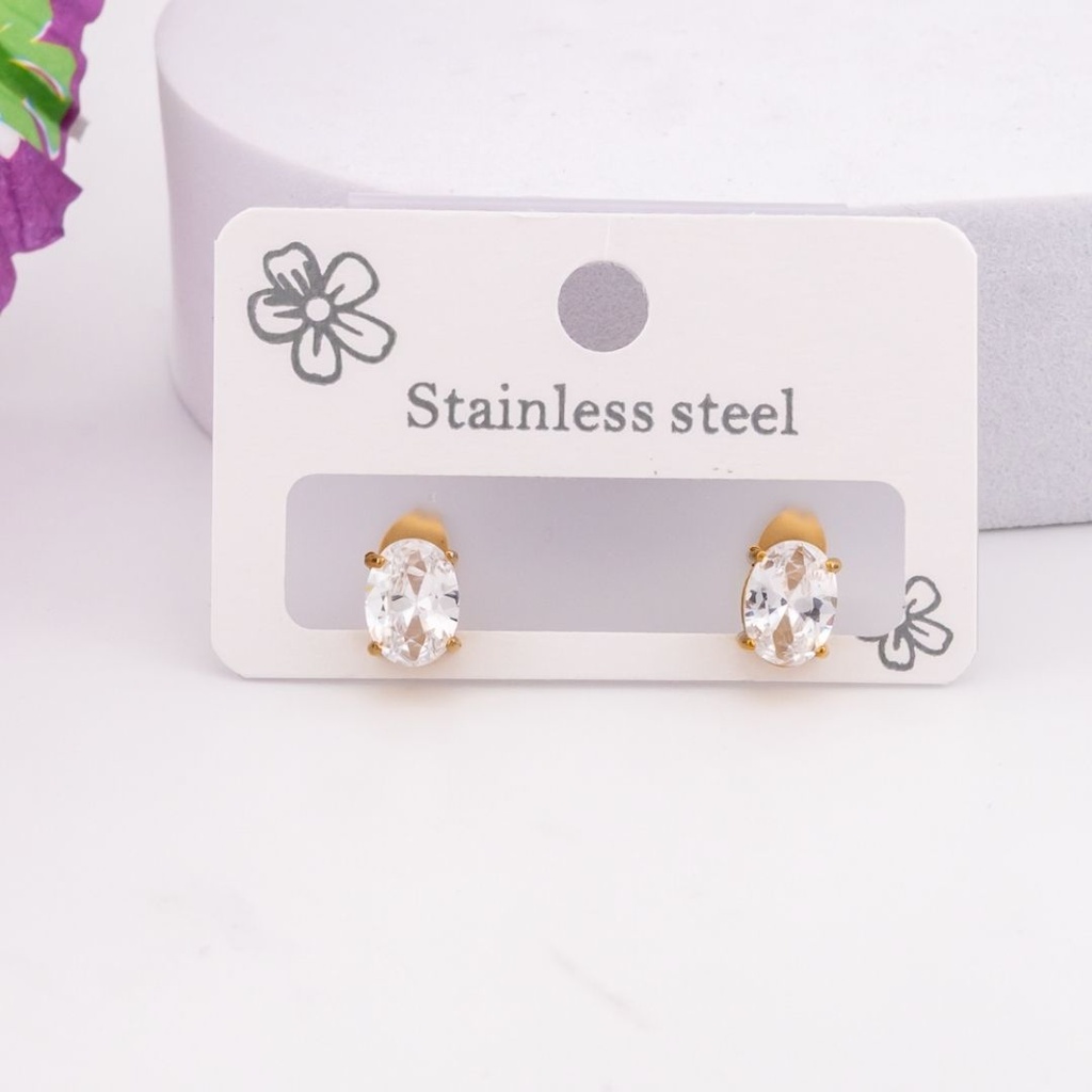 Aretes sut con zirconias acero inoxidable