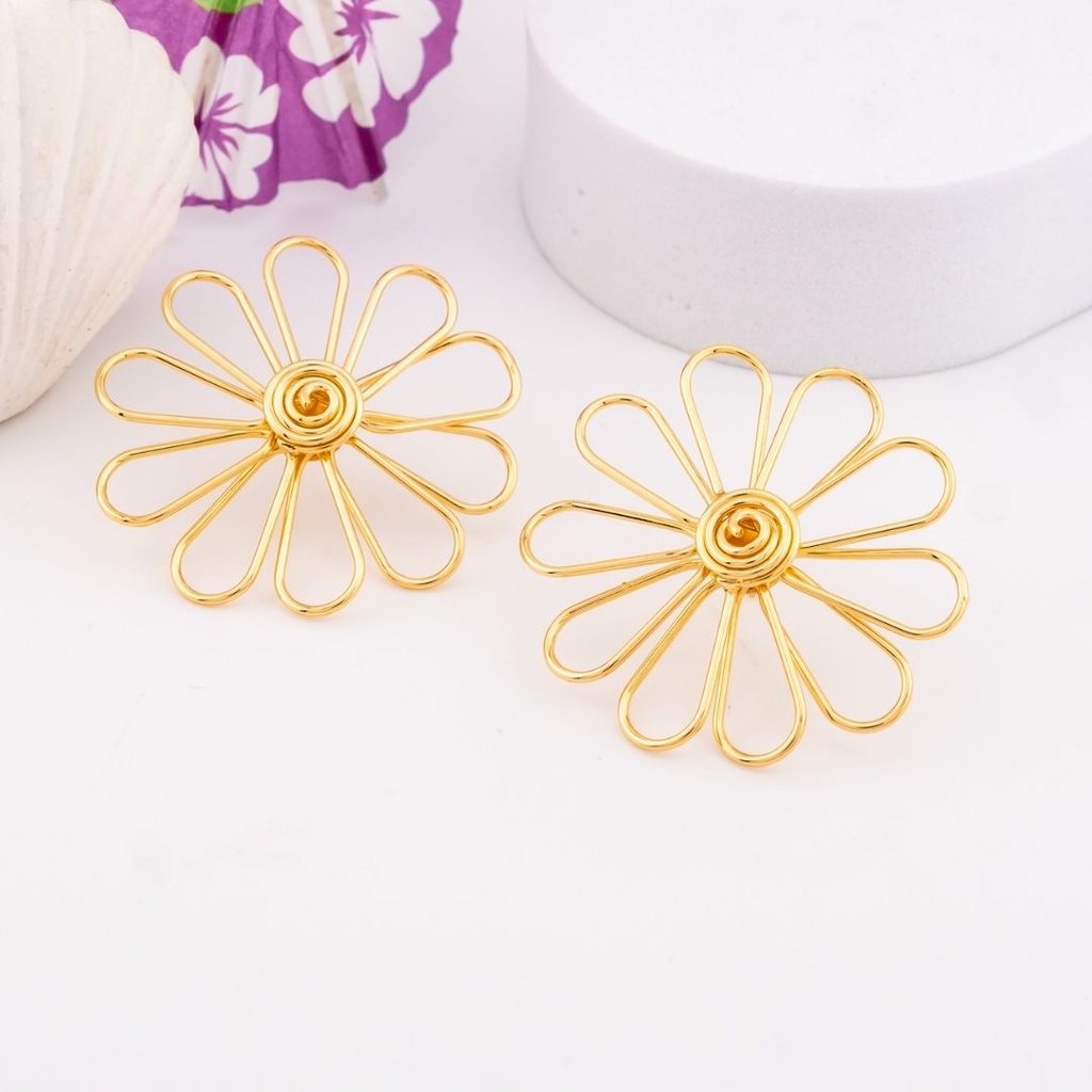 Aretes de flor acero inoxidable