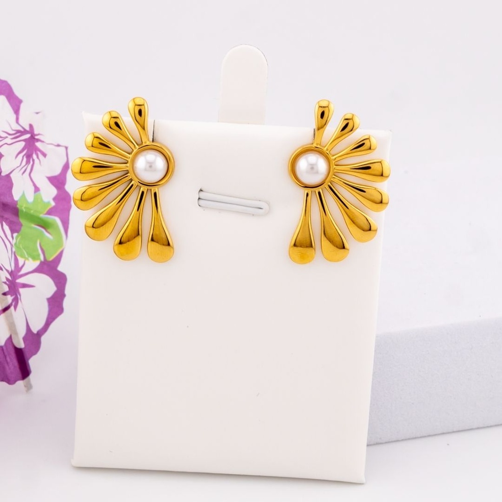 Aretes de flor acero inoxidable