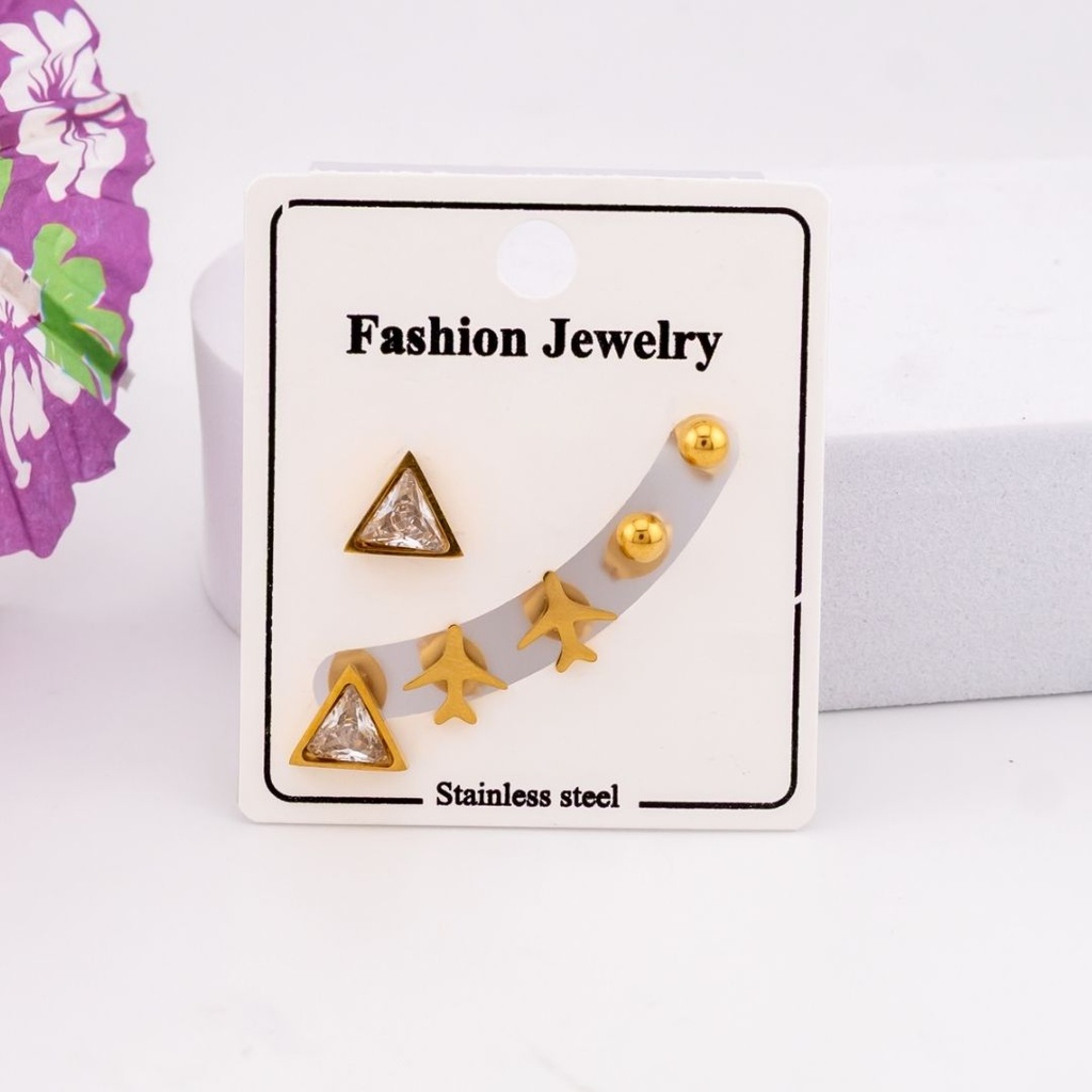 Set de piercings avion con zirconias acero inoxidable